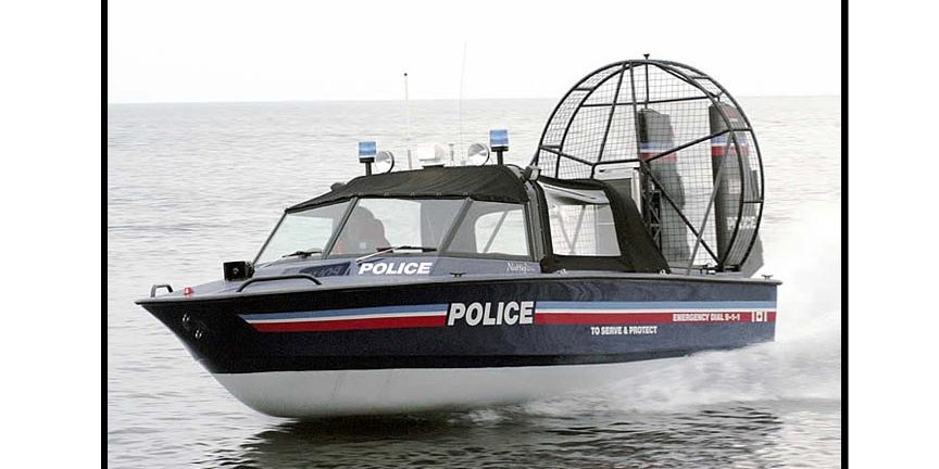 Police Boat at Speed on Water